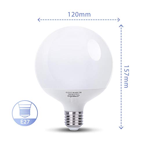 Aigostar - Bombillas LED E27 G120 Globo 20W Equivalente a 110W, Luz Fría 6500K, 1700 Lumen, CRI> 80, Ahorro de Energía, No Regulable, 3 Unidades