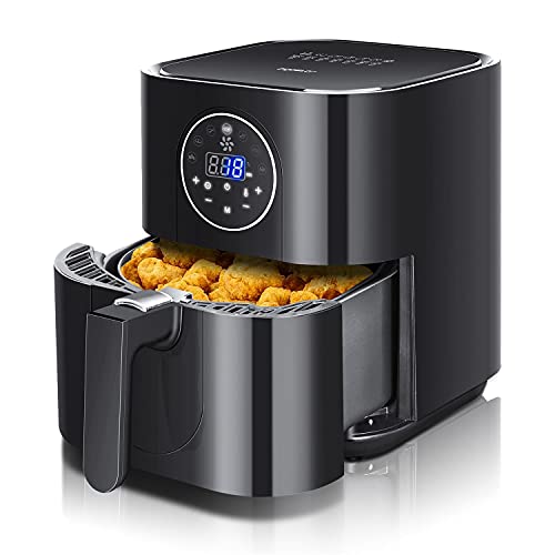 Aigostar Mini Cube - Freidora de aire sin aceite, 3,5 litros, 1500W, 7 funciones preestablecidas, tiempo y temperatura ajustables manualmente. Panel LED táctil. Freidora de aire caliente libre de BPA