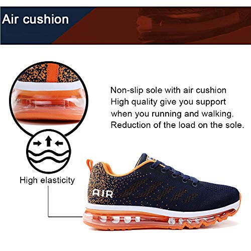 Air Zapatillas de Running para Hombre Mujer Zapatos para Correr y Asfalto Aire Libre y Deportes Calzado Unisexo Blue Orange 41