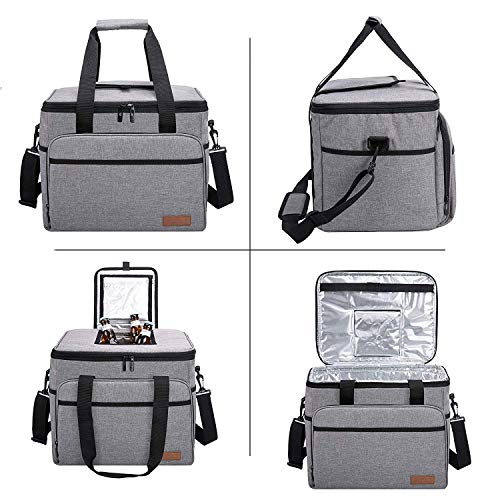 ALLCAMP 30L Bolsa Isotermica de Almuerzo Nevera Portatil para Alimentos Frutas,Porta de Comida con Forro Plástico Aislamiento Térmico,Genial para Playa,Picnic,Camping,Barbacoa Gris