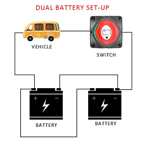 ALLOMN Interruptor de Apagado Automático de la Batería del Automóvil, 12V/24V 300A Universal Interruptor del Aislador Batería Interruptor de Corte a Prueba de Agua para el Barco Marino de Automóviles