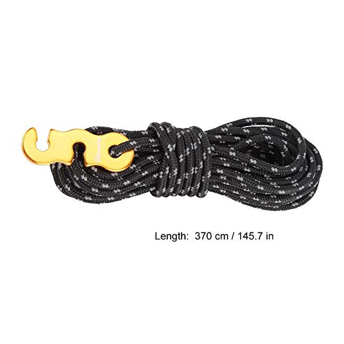 Alomejor Tienda de campaña Guy Line Camping al Aire Libre Reflect Cord Guide Línea de Cuerdas con S-Ring Hebilla de Gancho para Toldo Tienda de campaña Toldo(Negro)