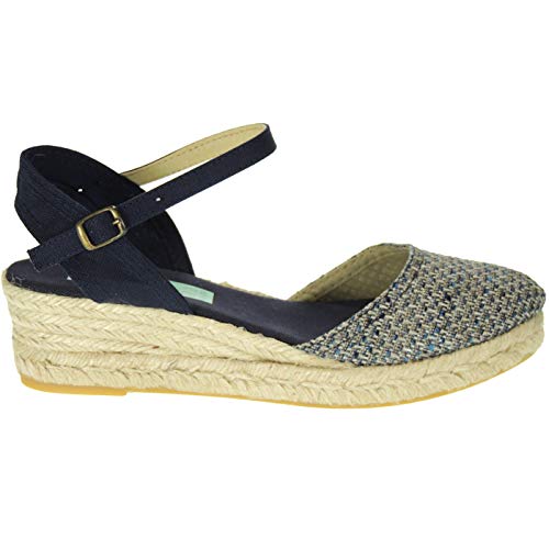 Alpargatas Valencianas Zapatillas para Mujer. Marca Amelie 210. Cuña de Esparto Cáñamo y Yute. Ajuste con Hebilla al Tobillo Amelie Talla 37