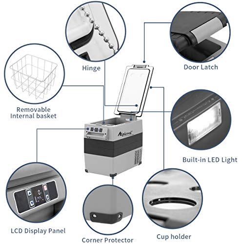 Alpicool CF55 55 Litros Nevera Portátil Eléctrica Refrigerador de Coche 12V 24V mini frigorífico CA 220v para Hogar, Camping, Viajes, Automóvil, 20ºC a 20ºC