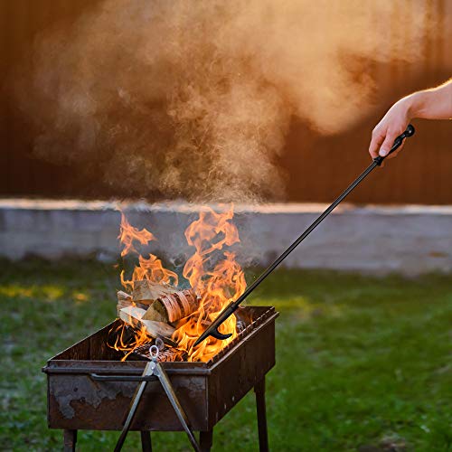 Amagabeli Fire Poker para Chimenea de 66 cm para fogata atizador de Acero de Hierro Forjado de Alta Resistencia para Barbacoa Interior y Exterior Herramienta a Prueba de óxido Color Negro