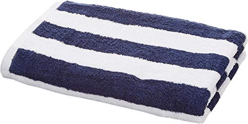 Amazon Basics - Toalla de playa, de rayas Cabana, color azul marino, pack de 1