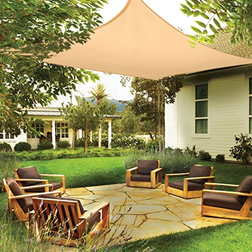 Amazon Brand - Umi Toldo Vela de Sombra Rectangular 3x3m protección Rayos UV 95% Impermeable para Patio Exteriores Jardín Terrazas--Arena