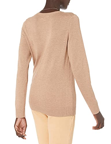 Amazon Essentials Crewneck Sweater, Mujer, Beige (camel heather), (Talla del fabricante: Large)