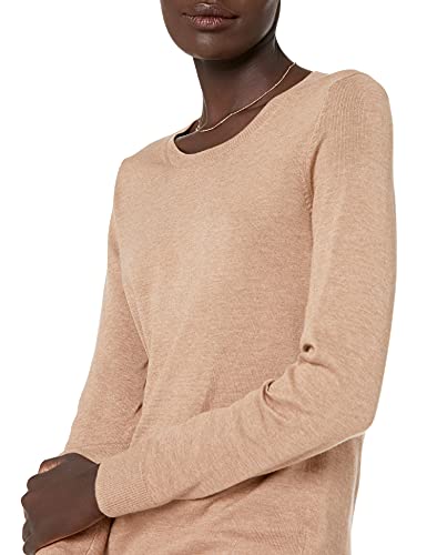 Amazon Essentials Crewneck Sweater, Mujer, Beige (camel heather), (Talla del fabricante: Large)