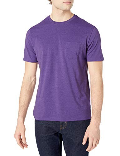 Amazon Essentials Pack de 2 Camisetas Ajustadas con Bolsillo y Cuello Redondo Fashion-t-Shirts, Morado/Gris Claro Mezcla, S