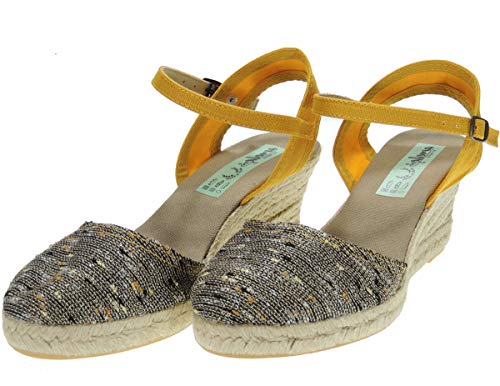 Amelie 416 Alpargatas Valencianas Mujer - Zapatillas en Cuña de Esparto Cáñamo y Yute. Ajuste con Hebilla. Fabricadas en España. Amelie Talla 37