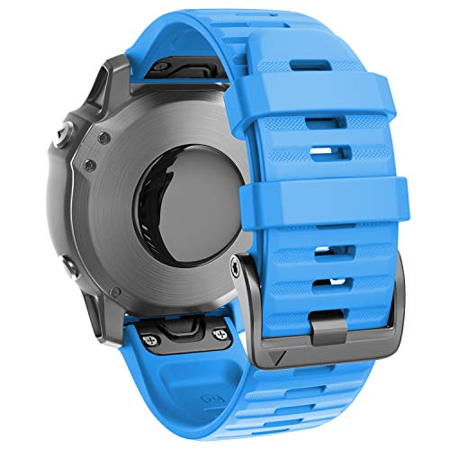 ANBEST Silicona Pulsera Compatible con Fenix ​​6X/Fenix ​​5X/Fenix 5X Plus/Fenix ​​6X Pro Correa, 26mm Repuesto de Liberación Rápida Deporte Correa para Fenix ​​3/​​3 HR Smart Watch, Azul