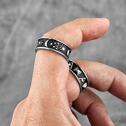 Anillo De Amuleto Gótico De Halloween - Creatividad Pyramid Moon Sun Star Mix Charm Finger Ring, Apilable Punk Rock Hip Hop Biker Ring, Regalos De Joyería para Festivales Unisex, Estilo A, 11