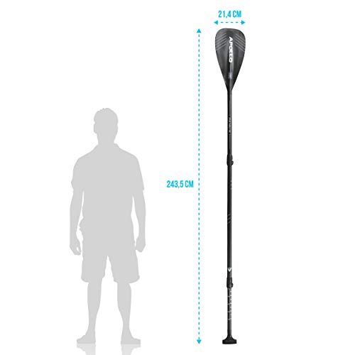 Apollo Speed Paddle Pro – Remo Paddle Surf – Pala Padel de 3 Piezas – 180-220 cm – Remo Paddle Surf de Carbono y Fibra de Vidrio – para Niños y Adultos