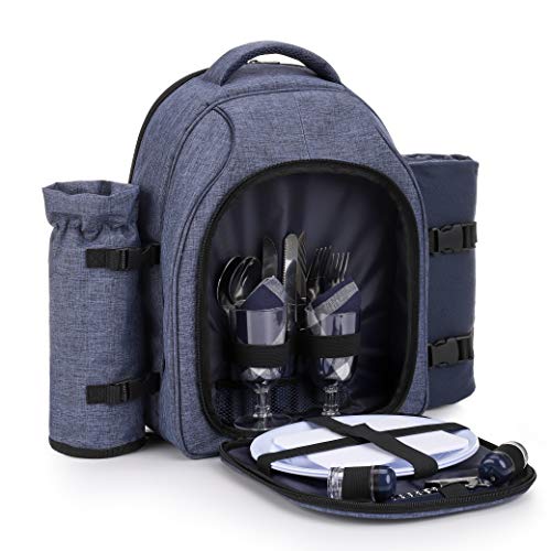 apollo walker Hamper Cooler Bag - Mochila de picnic para 2 personas con vajilla y manta