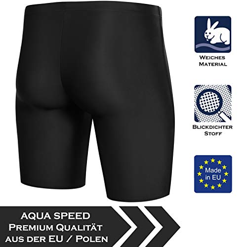 Aqua Speed Bañador Largo para Hombre | bañador Jammer hasta la Rodilla | Resistente al Cloro | protección UV | Negro | M