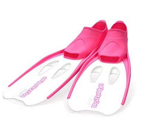 AQUAZON Aletas para niños Flipper, Aletas para bucear, Ideales para bucear con esnórquel, bucear o como Aletas de natación, Aletas para bucear con esnórquel, Colour:Pink-White, Size:34/35