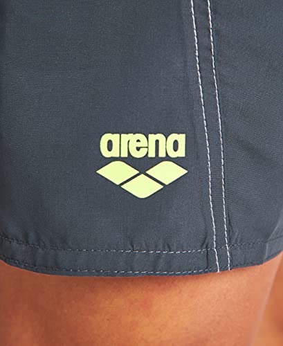 ARENA Fundamentals Logo Boxer Swim Trunks, Mens, Asphalt-Soft Green-White, M