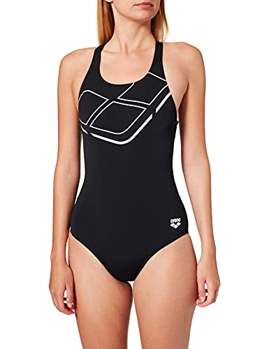 Arena W Swim Pro Back One Piece Bañador Deportivo Mujer Essentials, Black-White, 42