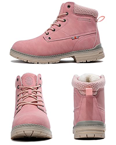 ARRIGO BELLO Botas de Mujer Invierno Cálido Nieves Botines Exterior Bota Antideslizante Trekking Zapatos Tamaño 36-41 (Rosa-con pelaje cálido, numeric_38)