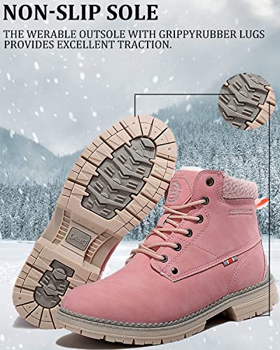 ARRIGO BELLO Botas de Mujer Invierno Cálido Nieves Botines Exterior Bota Antideslizante Trekking Zapatos Tamaño 36-41 (Rosa-con pelaje cálido, numeric_38)