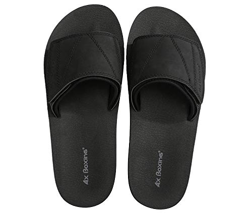 ARRIGO BELLO Hombre Chanclas Suela de látex Sandalias Verano Flip Flop Plantillas de Cuero Piscina Playa Talla 41-46 (R Negro,41)