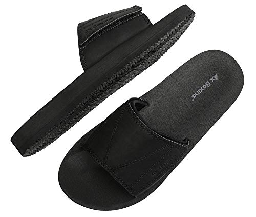 ARRIGO BELLO Hombre Chanclas Suela de látex Sandalias Verano Flip Flop Plantillas de Cuero Piscina Playa Talla 41-46 (R Negro,41)