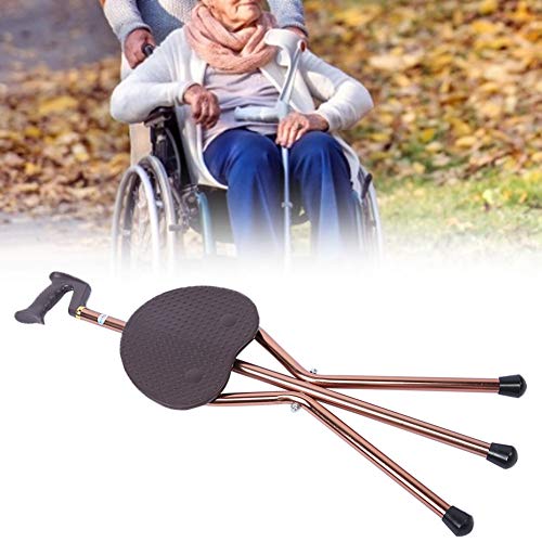 Asiento plegable de caña de 3 patas con bastón de paseo y funda antideslizante de aleación de aluminio, para personas mayores