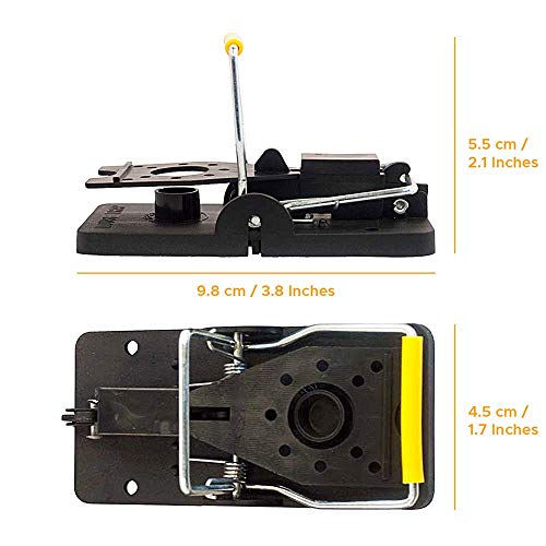 ASPECTEK Trampa para Ratones, Trampas a Presión Reutilizables de Fácil Instalación, Paquete de 6, Interior, Plástico, Negro