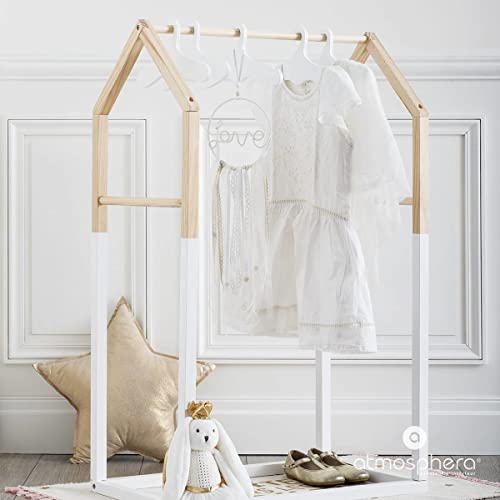 Atmosphera Burro Perchero para Ropa en Forma de casita para habitación Infantil – Color Blanco y Madera Natural