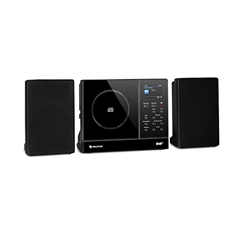 auna Connect Vertical - Radio con Internet, 2 Altavoces, Sintonizador Internet, FM, Dab+, Reproductor CD, MP3, Spotify-Connect, Bluetooth, USB, AUX, Conexión Auriculares, Mando a Distancia, Antracita