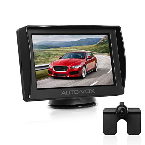 AUTO-VOX M1 cámara de marcha atrás con 4.3'' TFT LCD monitor, cámara del coche a prueba de agua IP68 para el asistente de aparcamiento marcha atrás con la ayuda de transmisión de señal estable