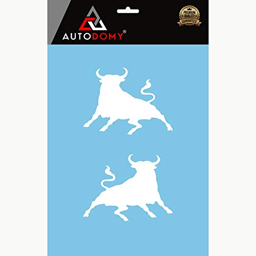 Autodomy Pegatinas Toro Saltando Toro Español Pack 2 Unidades para Coche o Moto (Blanco)