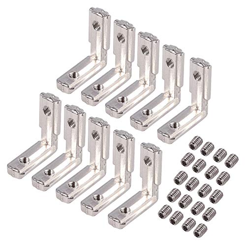 AUTOUTLET Soporte de Esquina, 10PCS 90 Grados Soporte de Ángulo de Perfil de Aluminio en Forma de L, Conector de Ángulo Interno de Aleación de Zinc de Alta Calidad, Duradero y Sólido de 2020L