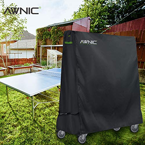 AWNIC Funda Mesa Ping Pong Exterior Impermeable Resistente al Polvo Anti-UV Protección Oxford Alemania TÜV Rheinland Certificado Poliéster UV Resistente 165x70x170cm