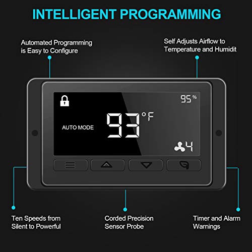 Aygrochy 100 mm Ventilador Extractor de Aire con regulador de temperatura y humedad, ventilador extractor para Booster, tienda de crecimiento, ventilación y extractor de aire.