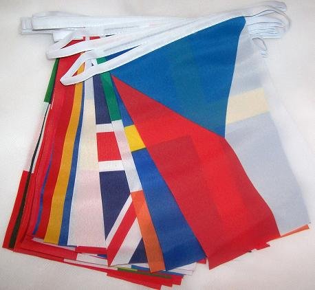 AZ FLAG Guirnalda 8 Metros 28 Banderas de los 28 Paises DE LA Union Europea 21x15cm - Bandera EUROPEANA – UU.EE - Europa 15 x 21 cm - banderines