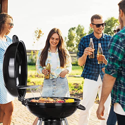 Barbacoa de Carbón, Carrito para Parrilla, para 6-10 Personas, con Ruedas, Guantera, Cenicero y Ventilación Ajustable, Barbacoa para Jardín Patio Picnic Acampada Fiestas BBQ,