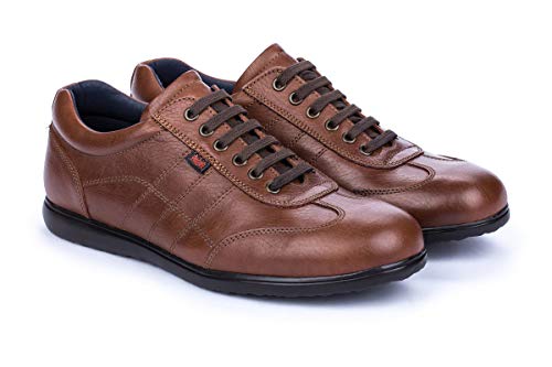 Bari Marrón Zapatillas Casual Hombre de Piel con Cordones Talla 47 EU