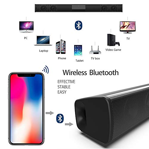 Barras de Sonido, Altavoz, Bluetooth Altavoz con Cable e inalámbrico, Altavoz estéreo HD con Mando a Distancia, Compatible para teléfono móvil, TV, Tableta, Soporte RCA AUX TF-CARD