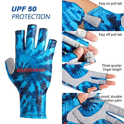 Bassdash ALTIMATE Protección Solar Guantes de Pesca sin Dedos UPF 50+ Guantes UV para Hombres para Kayak Remar Senderismo Ciclismo Conducir Tiro Tren