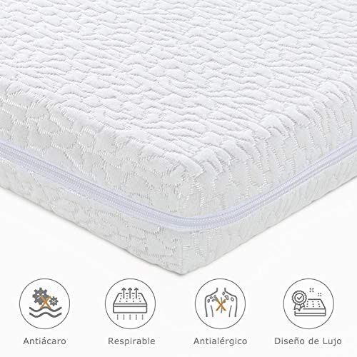 BedStory Topper Viscoelastico 135x190x6cm Viscoelástica Original y Espuma Original Anti-ácaros y Transpirable Sobrecolchón con Funda Desmontable y Lavable Nuevo