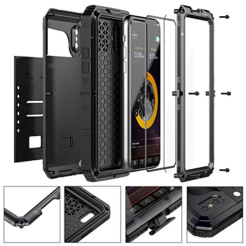 Beeasy Funda Antigolpes iPhone X,Carcasa Impermeable Sumergible 360 Protección Completa Resistente Reforzada Acuática Waterproof Metálica Grado Militar Aluminio Antipolvos Case para iPhone 10,Negro