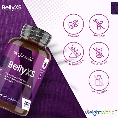 Belly XS 180 Cápsulas Veganas Keto Actives - Suplemento Dietético para Hombres y Mujeres con Té Verde, Garcinia Cambogia, Vinagre De Manzana, Cromo, Niacina, Zinc, Cromo, Suministro para 3 Meses