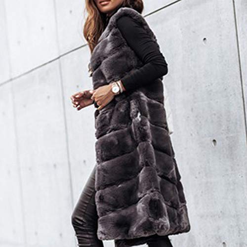 Berimaterry Mujer Chaleco invierno Sin Mangas Abrigos De Faux Pelo Sintetico Parkas Elegante Largo Chaquetones De Invierno Cárdigans largo mujer sin manga Cazadora de peludo chaqueta de felpa