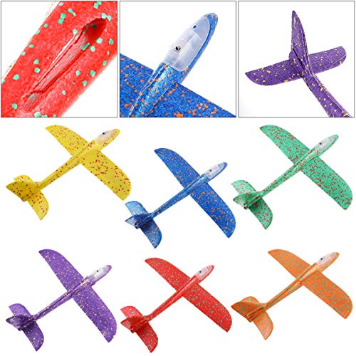 BESPORTBLE 6Pcs Juguetes de Avión de Espuma Lanzando Avión Planeador Volador Modelo Manual Avión Volador Regalo con Luz Led para Deportes Al Aire Libre Jardín Patio Jugando(Color Aleatorio)