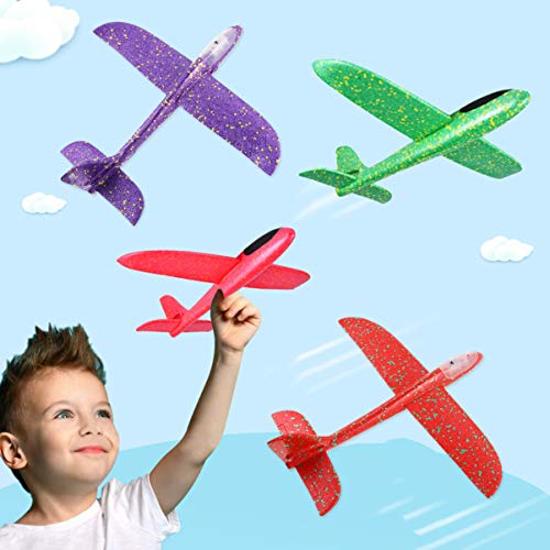 BESPORTBLE 6Pcs Juguetes de Avión de Espuma Lanzando Avión Planeador Volador Modelo Manual Avión Volador Regalo con Luz Led para Deportes Al Aire Libre Jardín Patio Jugando(Color Aleatorio)