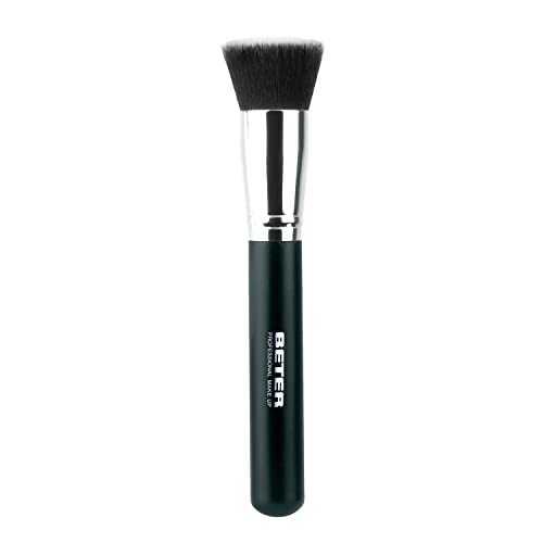 Beter 22248, Brocha Maquillaje Kabuki Plana Pelo Sintético 17 Cm - 3 Gr, Negro