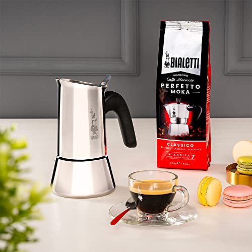 Bialetti - Musa de Inducción, Cafetera Italiana para Espressos de acero inoxidable, adecuado para todo tipo de Placas, 1 Taza de café (60 Ml), Plateada