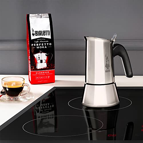 Bialetti - Musa de Inducción, Cafetera Italiana para Espressos de acero inoxidable, adecuado para todo tipo de Placas, 1 Taza de café (60 Ml), Plateada